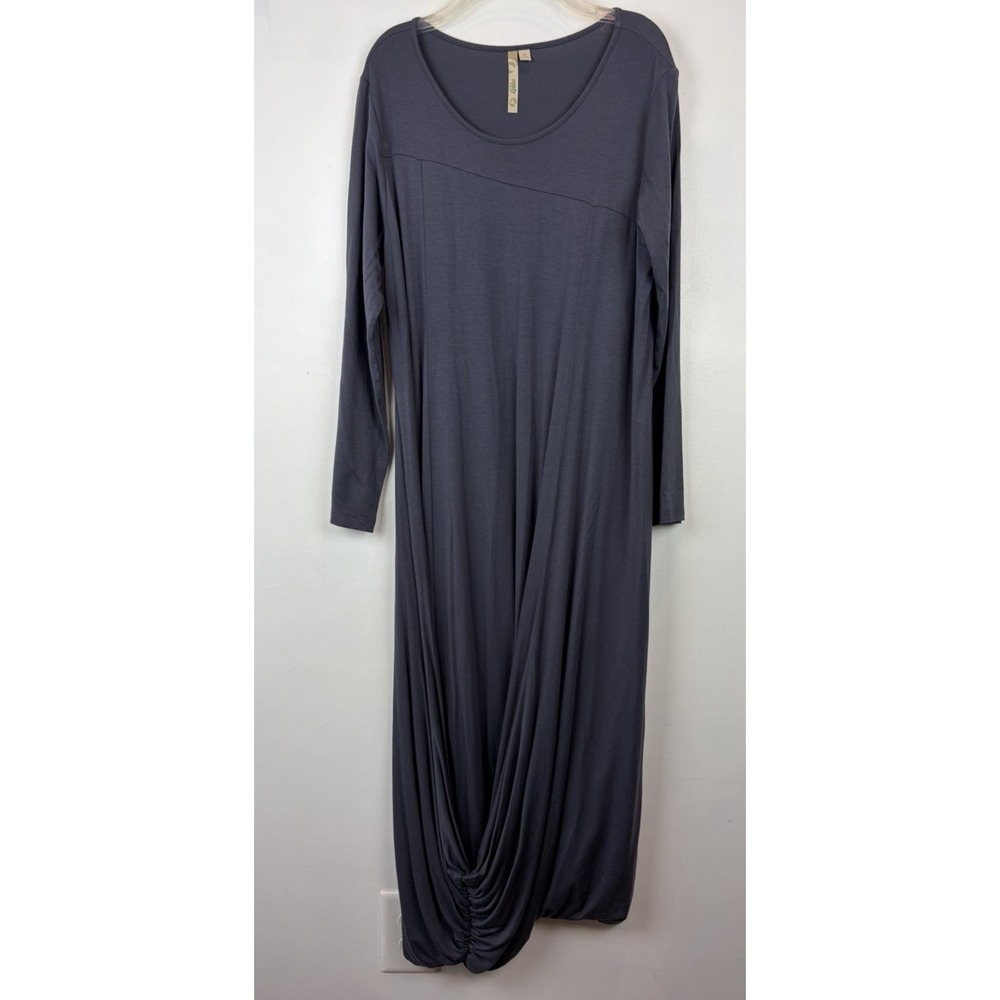 Comfy USA Maxi Dress Womens Medium Blue Draped Stretch Lagonlook Soft Cozy
